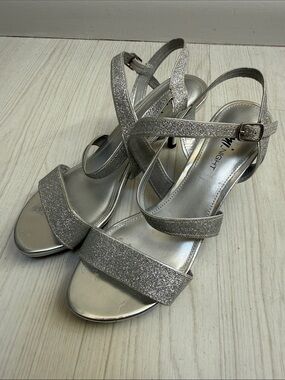 Fioni Night Silver Glitter Strappy Heeled Sandals